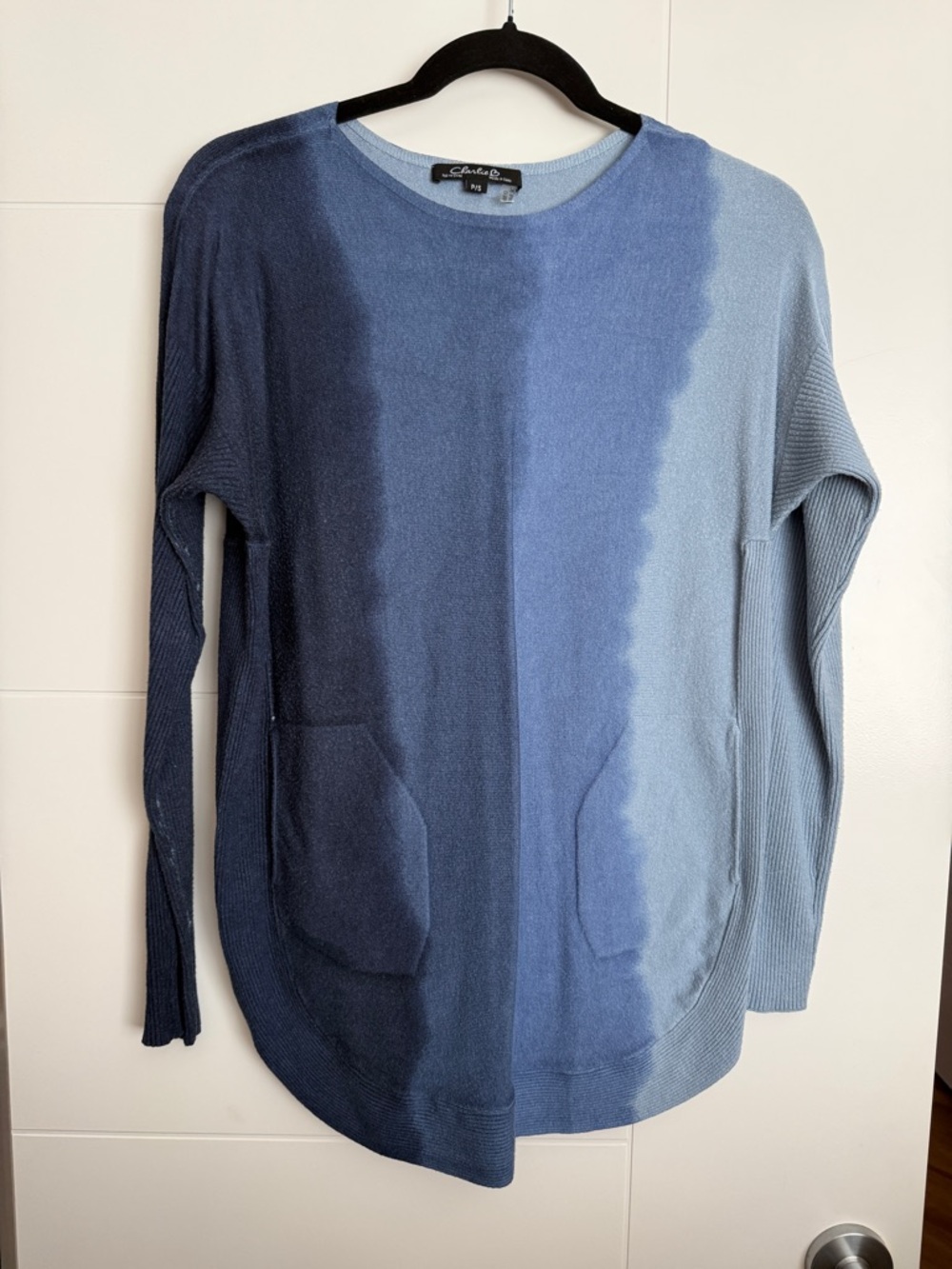 CHARLIE B Blue Ombre Crewneck Sweater